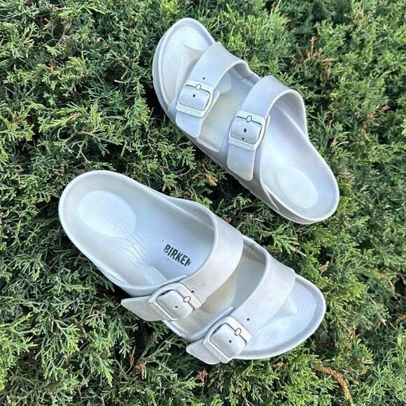 Birkenstock Arizona Eva Slide Sandals Birkenstock Size 36 L5 Metallic Silver - Picture 1 of 17